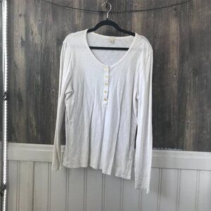 J. Crew white henley long sleeve t-shirt 1/2 button size XL